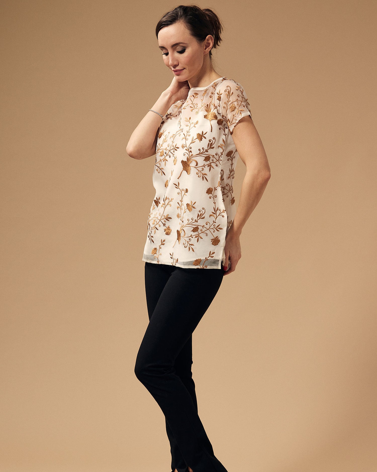 Organza Embroidered Floral shirt