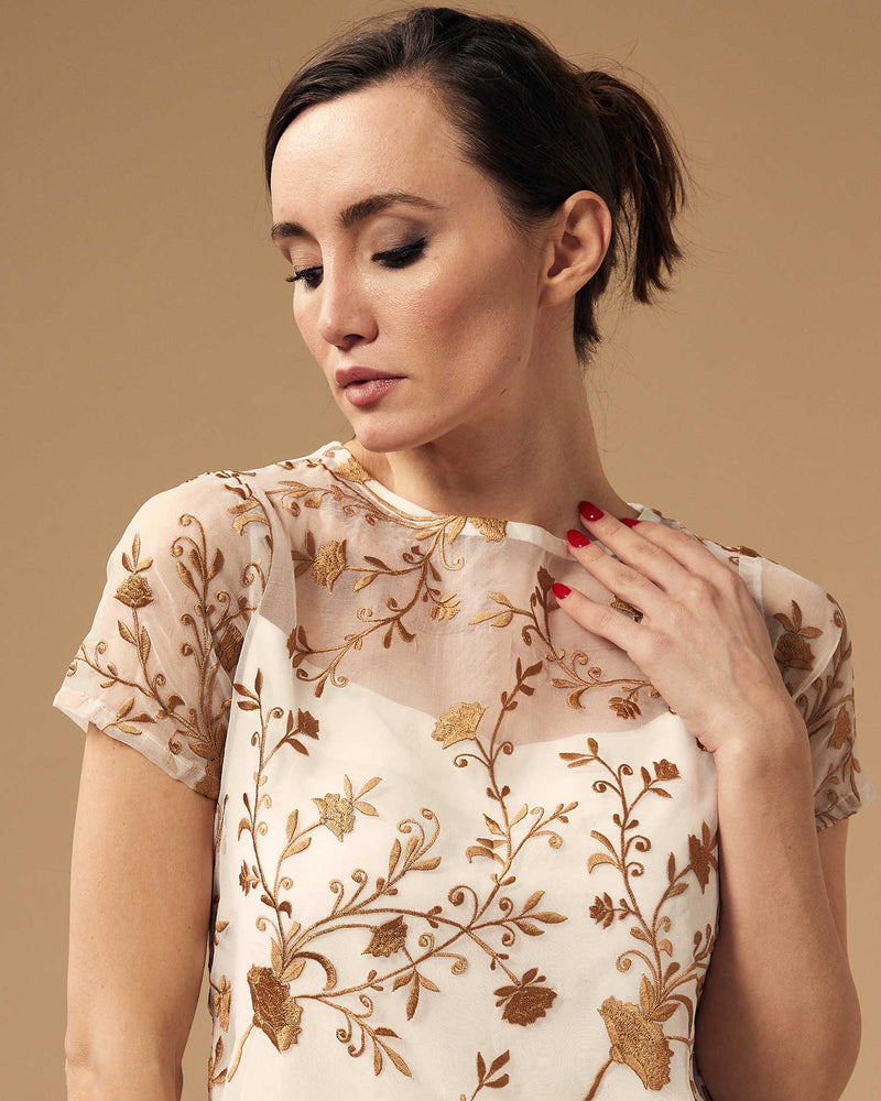 Organza Embroidered Floral shirt